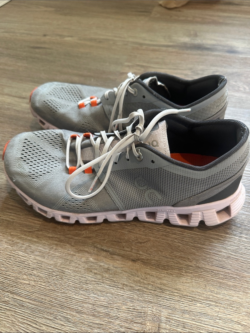Women’s Athletic Running Shoes - Gray with Orange Accents